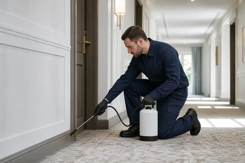 Intervention discrète dans un couloir d'hôtel